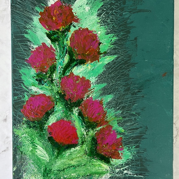 Burst of Flowers - Abstract Acrylic Texture Painting | Original Artwork 12x16 - Picture 2 of 7